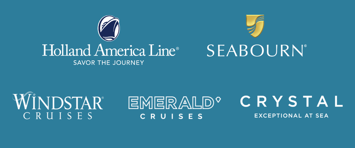 ホーランドアメリカライン、シーボーン、ウインドスタークルーズ、エメラルドクルーズ、クリスタルのロゴ